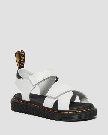 White Kids' Dr Martens Junior Vossie Leather Sandals | CA 723KOR